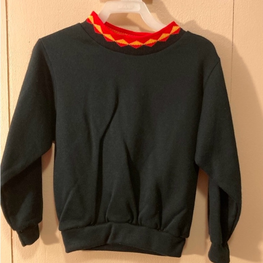 🐸 4T Boys Black Sweatshirt with Red&Yellow mock turtleneck; NWOT
